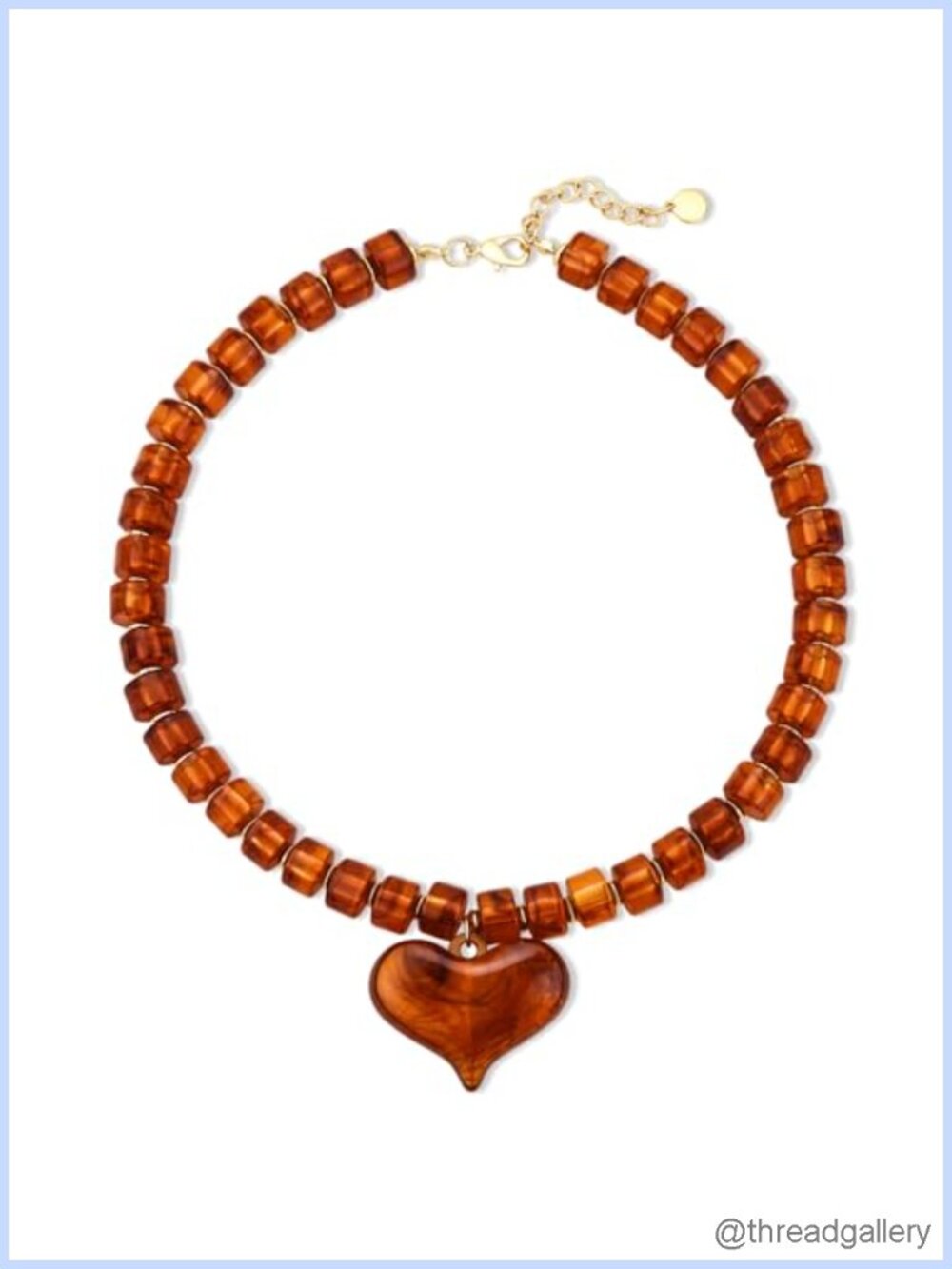 Chunky Heart Beaded Necklace for Women Boho Resin Bead Gold Choker Necklace